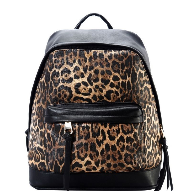 leopard print drawstring backpack